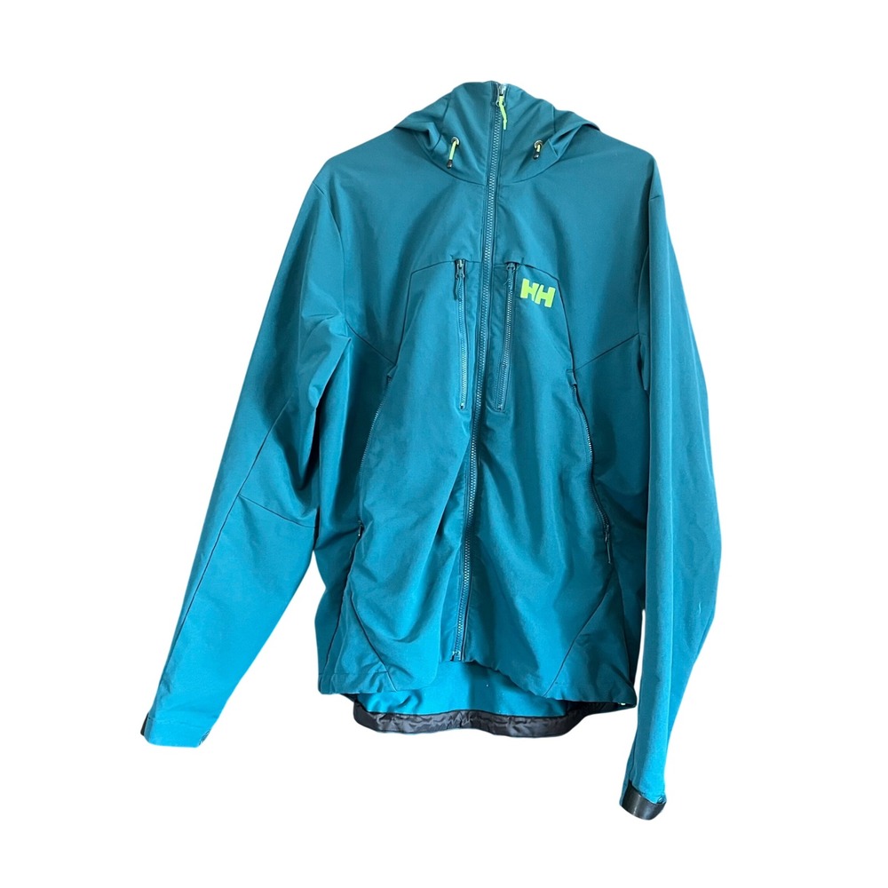 Helly Hansen Paramount Series Softshell Jacket Teal Blue Mens Large Hooded HH